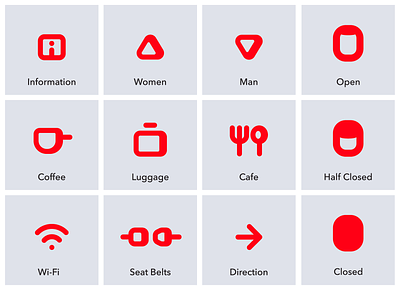 Airline Globeair Icons airline cafe clean icons illustrator cc information luggage open seatbelts tourism vector wifi