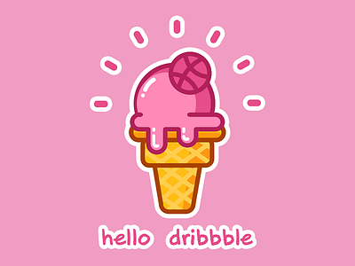 hello dribbble hello dribbble ice cream icon lovely mbe pink