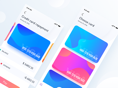 Virtual project, credit card repayment colors credit cards finance gradients