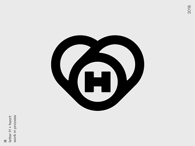 Heart bold design h h logo heart icon logo logotype monogram simple