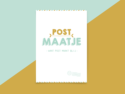 Postmaatje blue graphic design logo postcards postmaatje simple vector visual design visual identity yellow