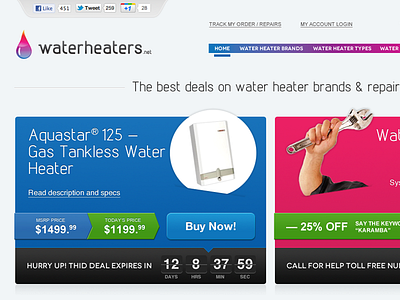 Waterheaters Logo and Web-design design heater logo water website