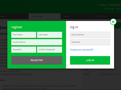 Modal Login and Register Form form login modal register