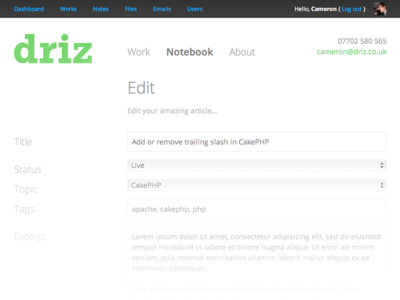 Custom CMS - Edit