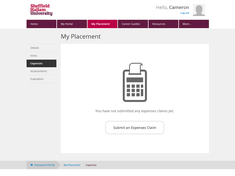 Placement Portal - Expenses portal education placement university expenses