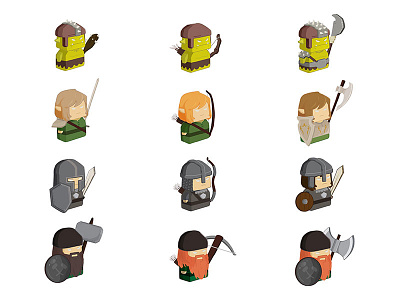 Hello Dribbble! characters dwarf elf first shot game illustration knight ogre vector visual design