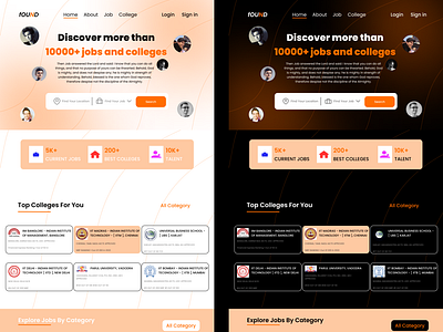 Found Job Portal Landing Page For Both Dark And Normal Theme