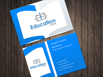 Business Card Design - i-education blue business card design education logo presentation ui visiting card web design