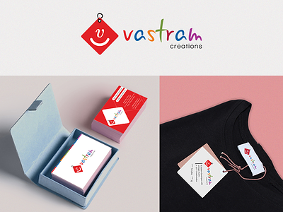 Vastram Creations cloth clothing ecommerce fashion logo print shopping tag tshirt ui visiting card