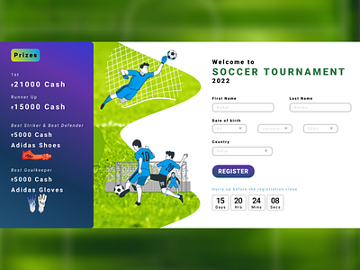 Soccer Tournament Registration competition registration contest registration designer figma soccer tournament tournament registration ui ui design ux ux design