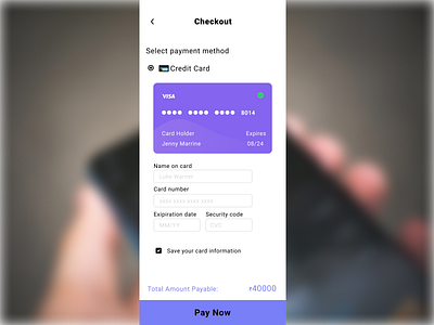 Credit Card Payment Screen