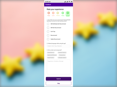 Feedback Screen for Banking App