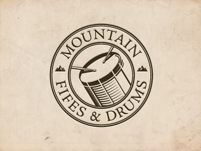 Mountain Fifes & Drums badge drum enclosure logo mountain