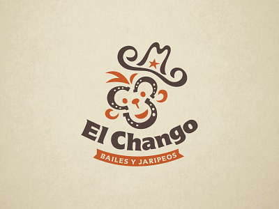 ElChango dance fun horseshoe logo logo design monkey rodeo western