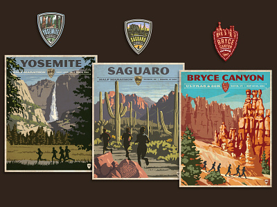 VR Posters logo marathon medal national parks poster runners scenery