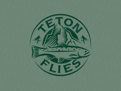Teton badge emblem enclosure fish fishing logo mountain teton