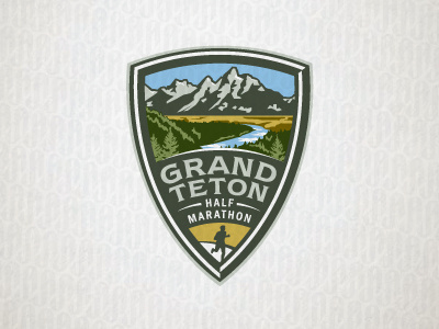 Grand Teton Half badge crest logo marathon mountains race river runner