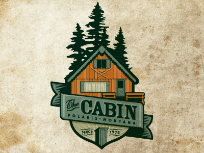 The Cabin badge cabin crest emblem enclosure logo trees woods