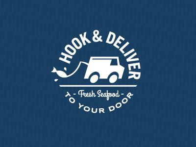 H&D badge deliver enclosure fish fishing pole logo seafood truck