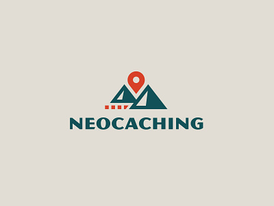 Neocaching logo explore logo map mountains trail