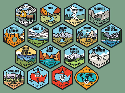 Challenge Badges badge illustration marathon national park scenery travel