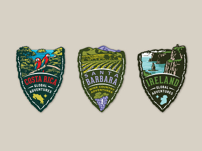 VR Global Adventures adventure destinations illustration logos marathon medals race scenic