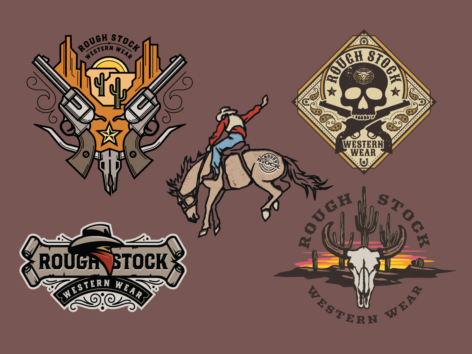 Rough Stock shirt designs cowboy design illustration landscape skull western