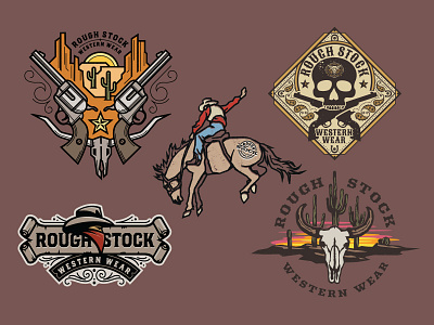 Rough Stock shirt designs cowboy design illustration landscape skull western