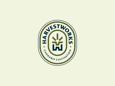 HarvestWorks cannabis leaf logo monogram