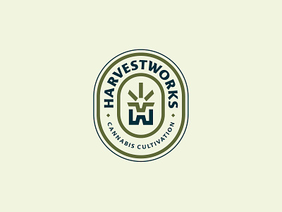 HarvestWorks cannabis leaf logo monogram