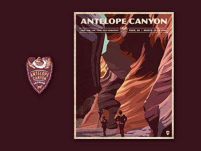 Antelope Canyon Half Marathon illustration logo marathon medal poster scenic