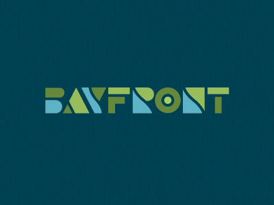Bayfront blue green shapes typography water