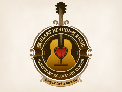 The Heart Behind the Music badge crest emblem enclosure guitar heart logo music