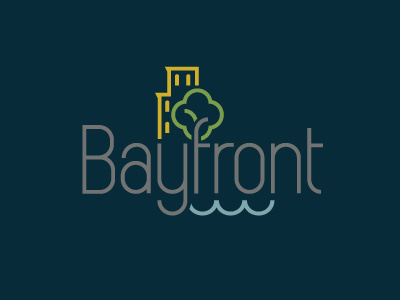 Bayfront ames building jerron logo tree water