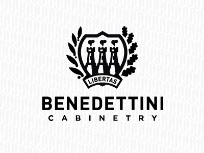 Benedettini update crest leaves logo towers