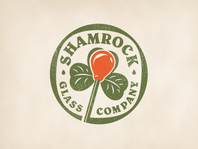 Shamrock Glass Company badge blowing crest emblem enclosure glass logo shamrock