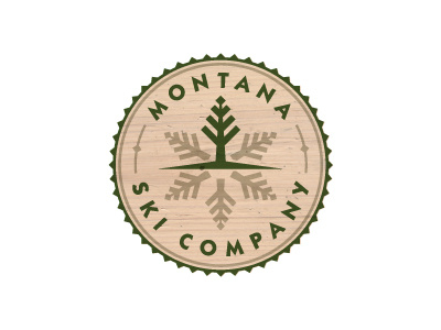 Montana Ski badge box crest cubby emblem enclosure logo pine ski snowflake tree wood