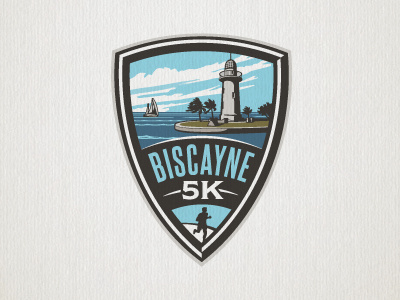 Biscayne 5K ames crest jerron light house logo marathon runner scenery sea