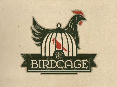 The Birdcage badge bird cage chicken crest logo