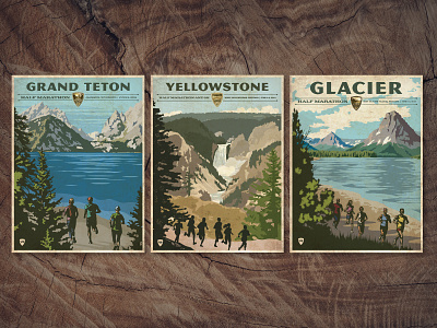 VR Posters marathon national park poster runners scenery