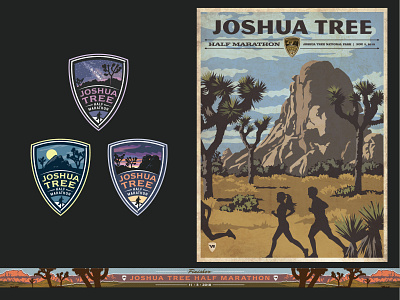 Joshua Tree Half Marathon logo poster ribbon scenery