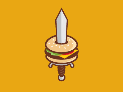 Medievel Burger hamburger logo sword