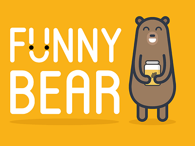 Funny bear with a jar of honey bear character design honey illustration