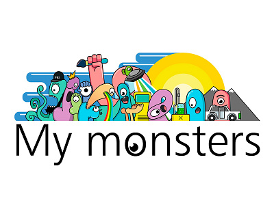 My monsters color design fbi funny illustration monsters mountian one eyed psiho sun