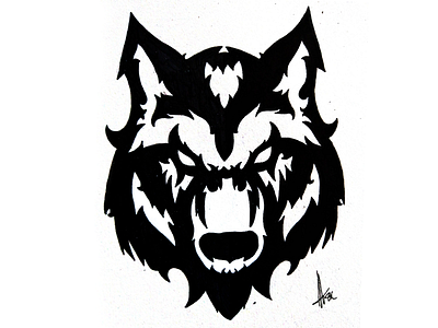 Tribal Wolf art illustration logo traditional art tribal