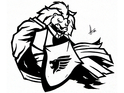 Knight art illustration knight lion knight traditional art