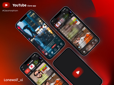 YouTube Clone Glassmorphism Concept app app branding design graphic design typography ui ux