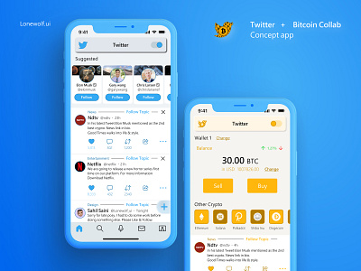 Twitter + Bitcoin collab app Concept app design graphic design typography ui ux