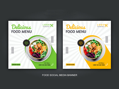 Food Social Media Post Banner Design food menu