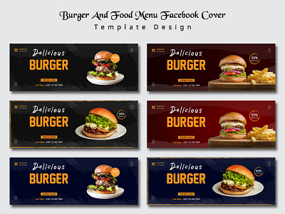 Burger Facebook Cover Banner Template Design burger food menu